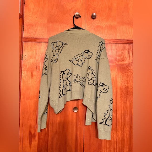 Cider Green Dinosaur Patterned Women's Cardigan - Picture 3 of 5